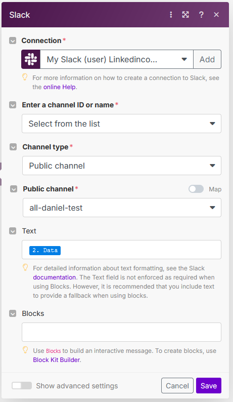 Make.com Slack Webhook Configuration