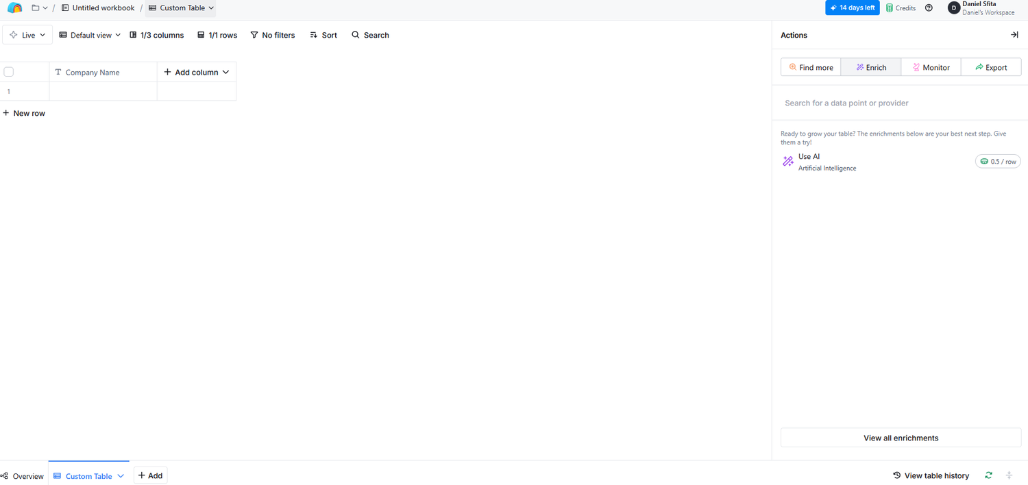 Clay Enrichment menu screenshot showing Find Domain from Company Name options