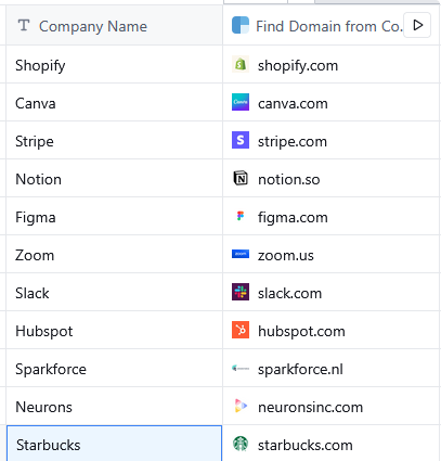 Clay Enrichment menu screenshot showing Founder Names options