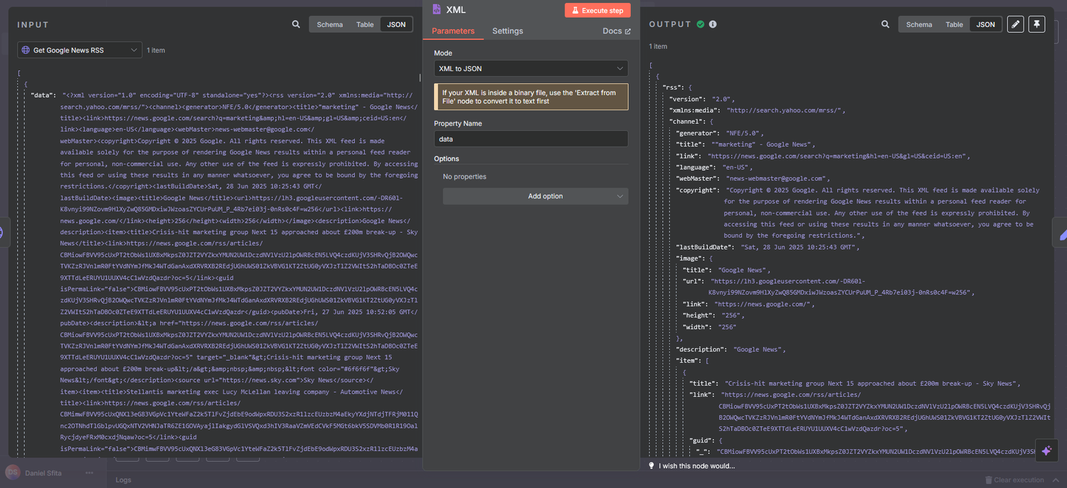 n8n Edit Fields (Set) node configuration to limit results