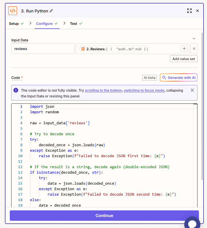Zapier Google Sheets Create Spreadsheet Row setup