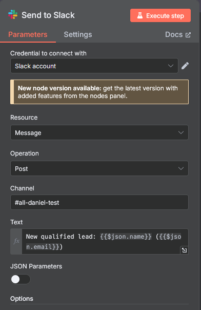 n8n Google Sheets Node configuration screenshot for appending data.