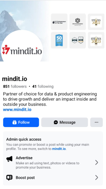mindit.io Facebook Page Screenshot