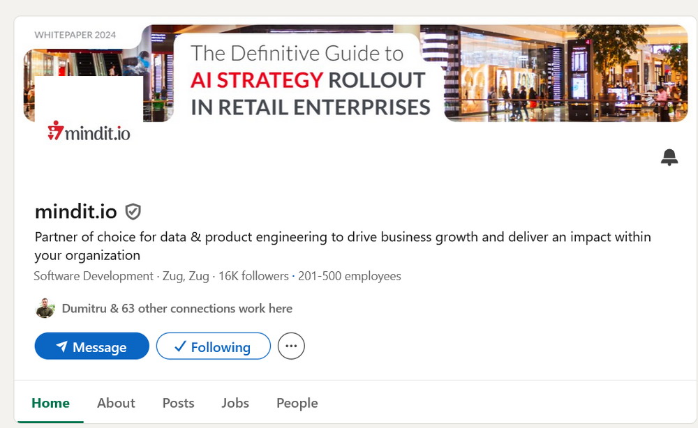 mindit.io LinkedIn Profile Screenshot