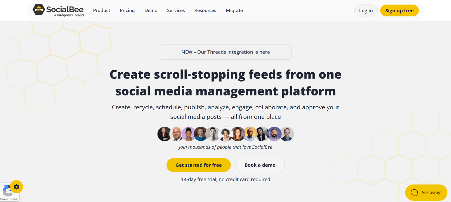 SocialBee Homepage Screenshot
